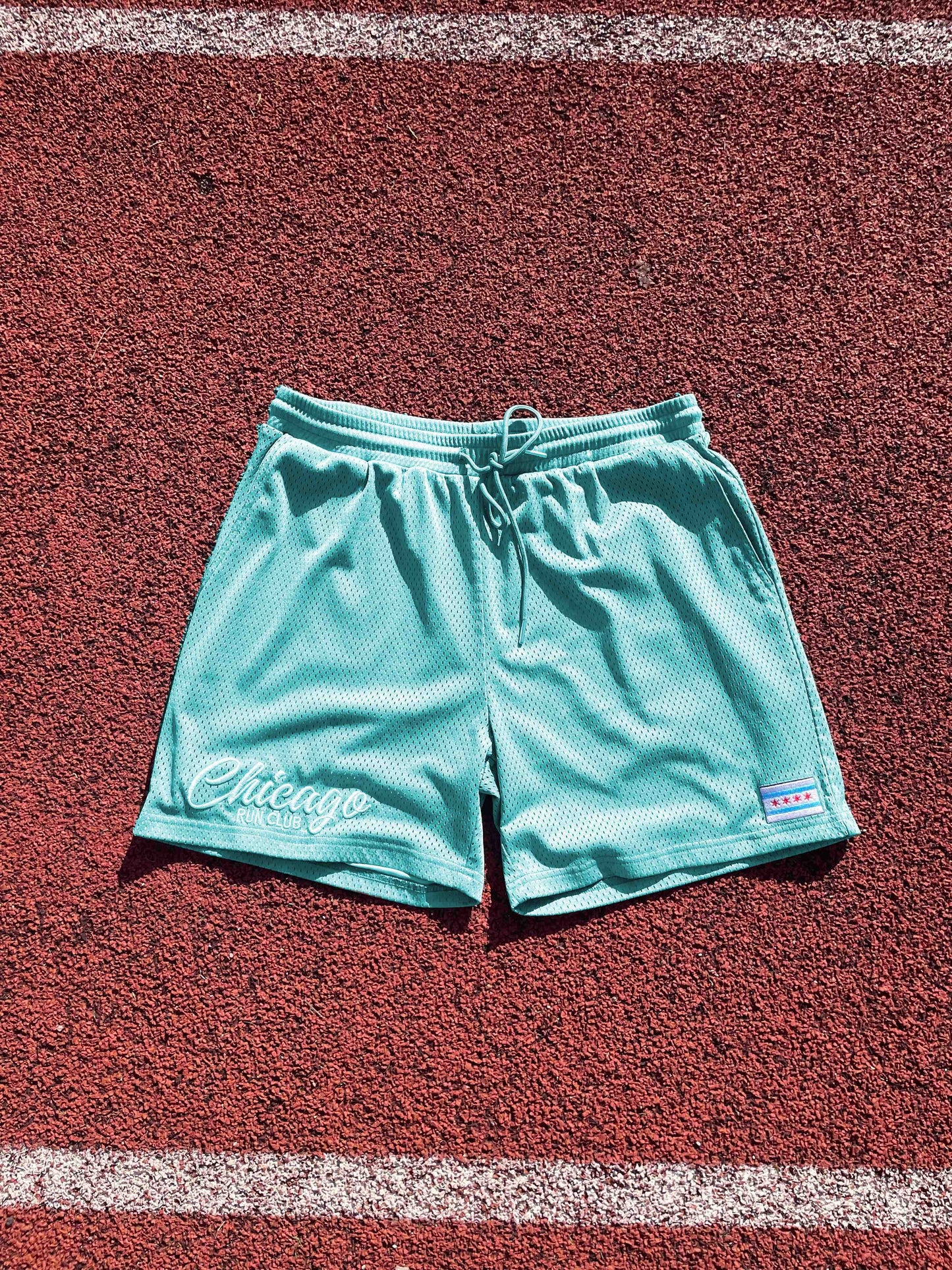 Chicago Run Club Mesh Shorts - Mint Blue