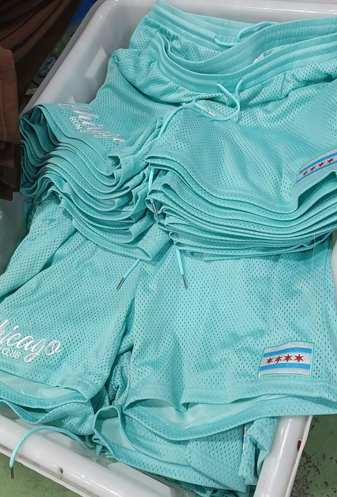 Chicago Run Club Mesh Shorts - Mint Blue